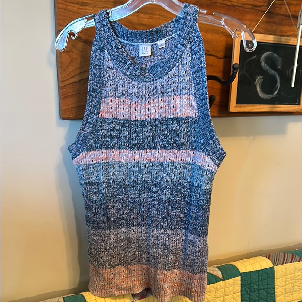 Gap Blue and Pink Knit Tank Top